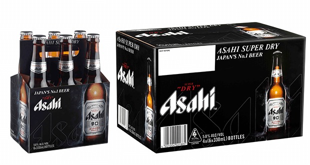 Balení japonských piv Asahi Super Dry. Zdroj: drinks bulletin.com